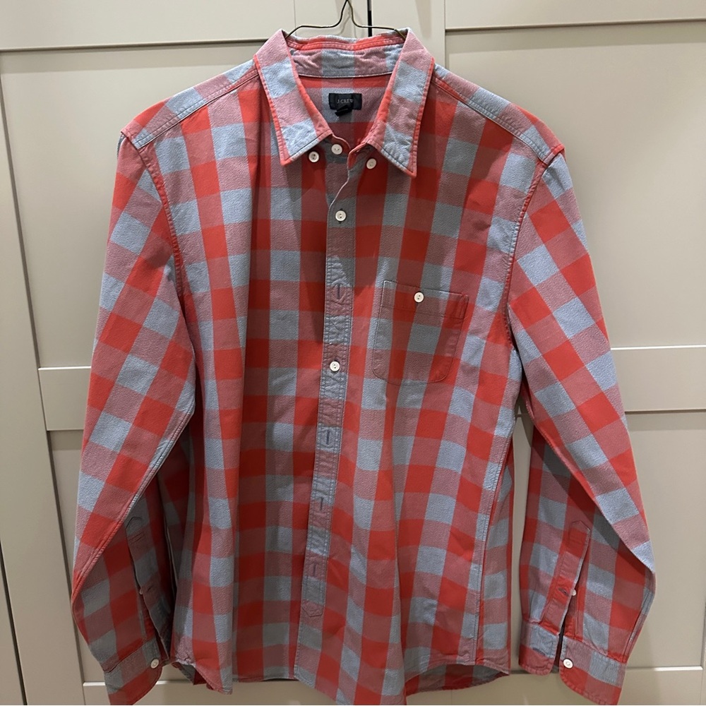 J. Crew Red and Gray Plaid Casual Shirt